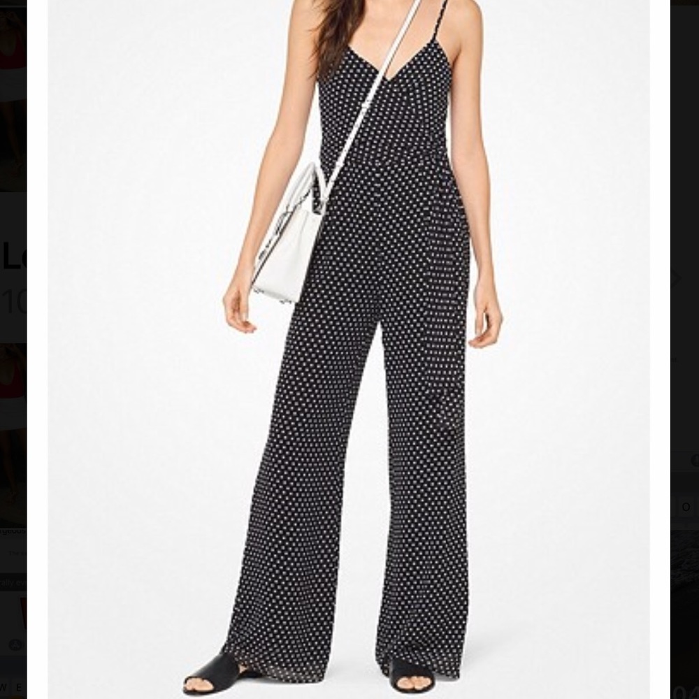 Michael Kors Georgette jumpsuit black w/white dots